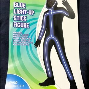 Spirit Child L 12-14 Blue Light Up Stick Figure Halloween Costume No Gloves